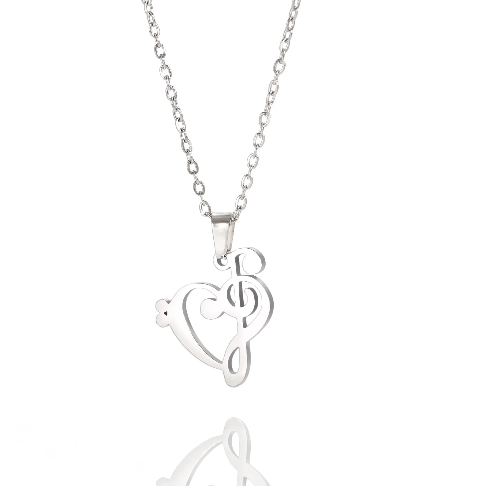 HIPEE Music Note Heart of Treble Clef Pendant Necklace for Women Stainless Steel Music Symbol Necklaces Fashion Jewelry Gift