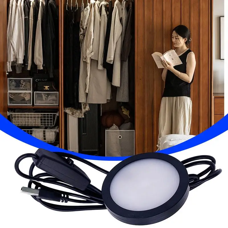 LED Light Puck Aluminum Shell USB LED Puck Light Novelty Lighting Under-Counter Wall Lamp Fixtures For Bedroom Kitchen Living