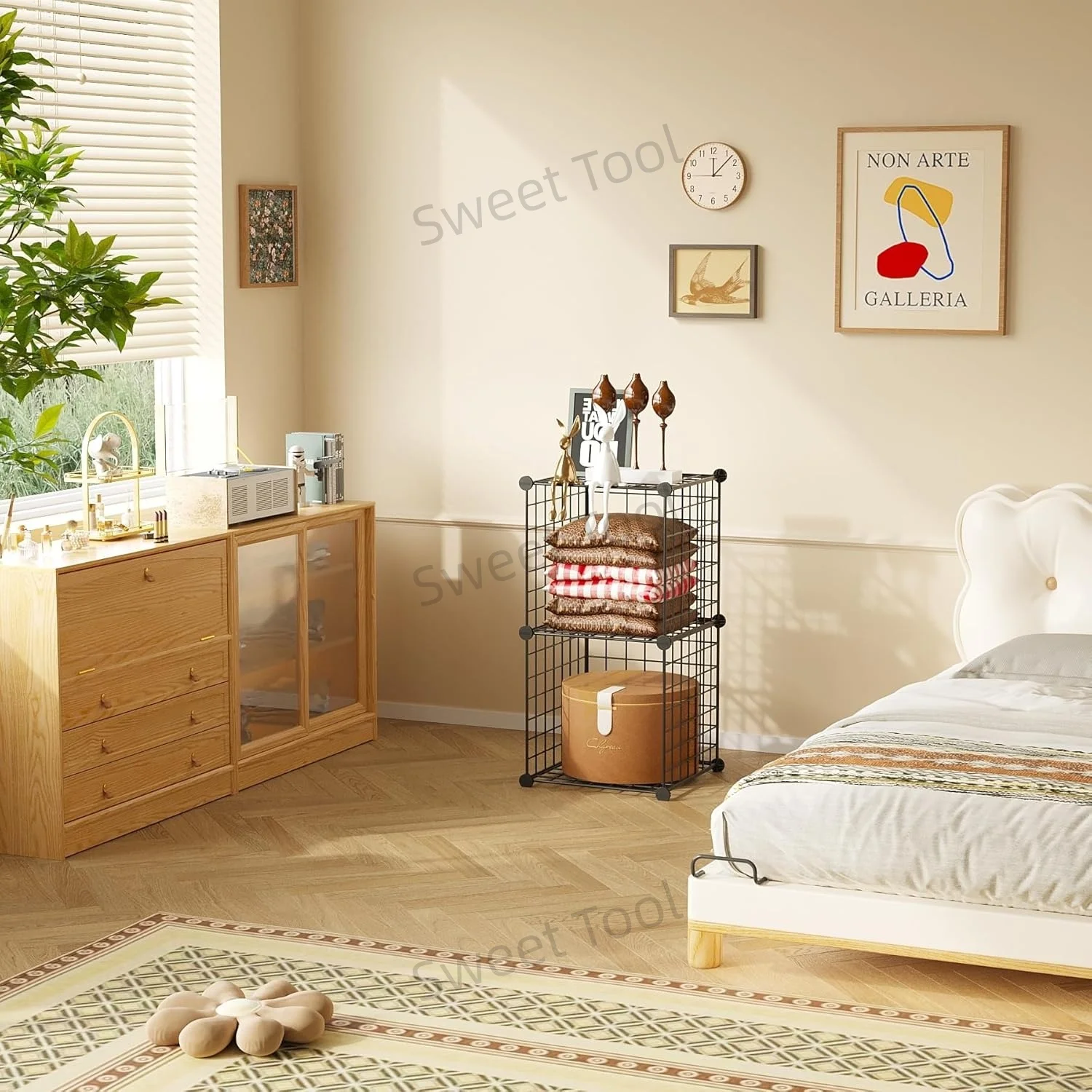 Wire Cube Storage 2-Cube Organizer Metal Grids Storage Bins Shelving Modular Bookshelf Shelf Closet Cabinet Ideal Bedroom Office