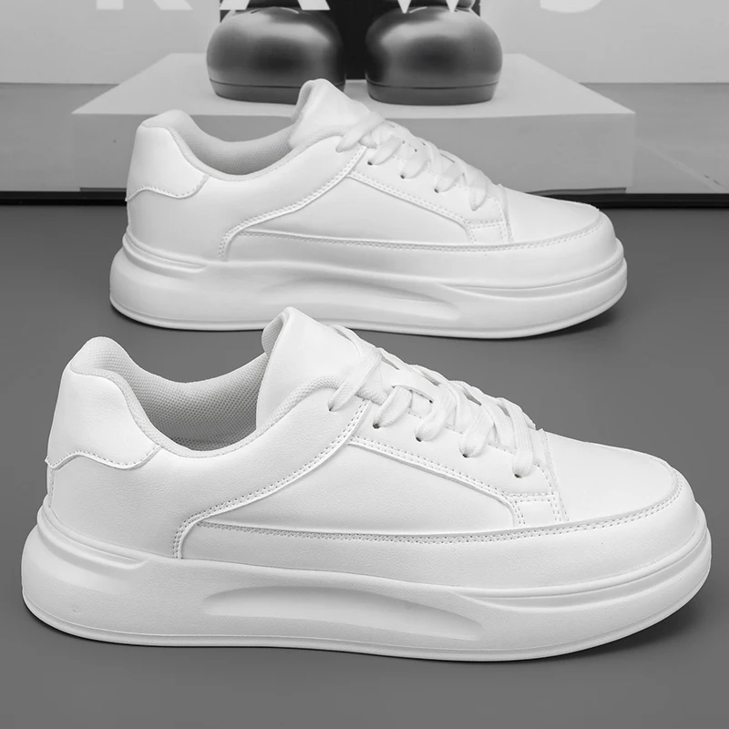 

Fashion Leather Men White Shoes All Seasons Unisex Casual Walking Shoes Breathable Comforthable Board Shoes Trend women Sneakers