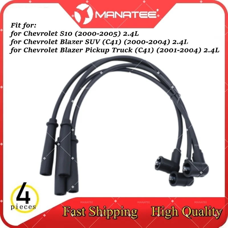 4 Peças Cabo de Ignição para Vela de Ignição 2.4L para Chevrolet S10 2000-2005 Blazer SUV (C41) 2000-2004/Blazer Pickup Truck