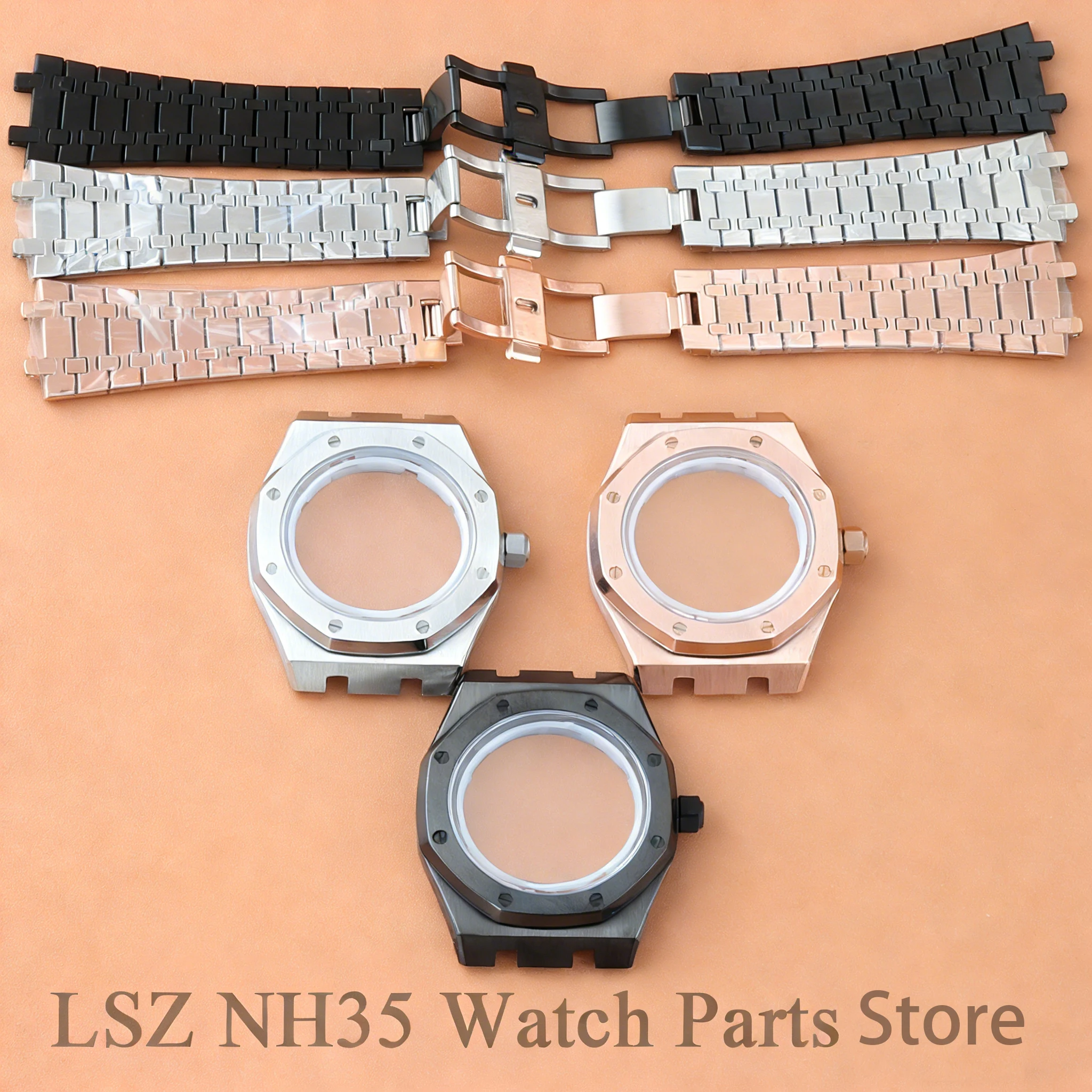 

Fit 41mm Octagonal Royal Oak Model Watch Case High-quality Solid Stainless Steel Bracelet For NH35 NH36 Movement 31.8mm Dial