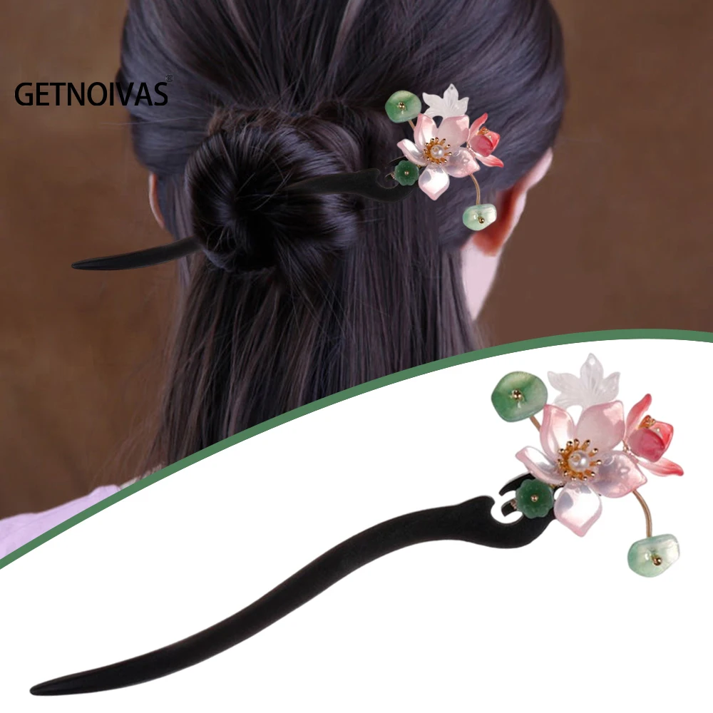 Vintage Holz Blume Haarnadel Für Frauen Antike Haar Stick Für Mädchen Haar Clip Kostüm Chinesischen Haar Pins Haar Zubehör SL