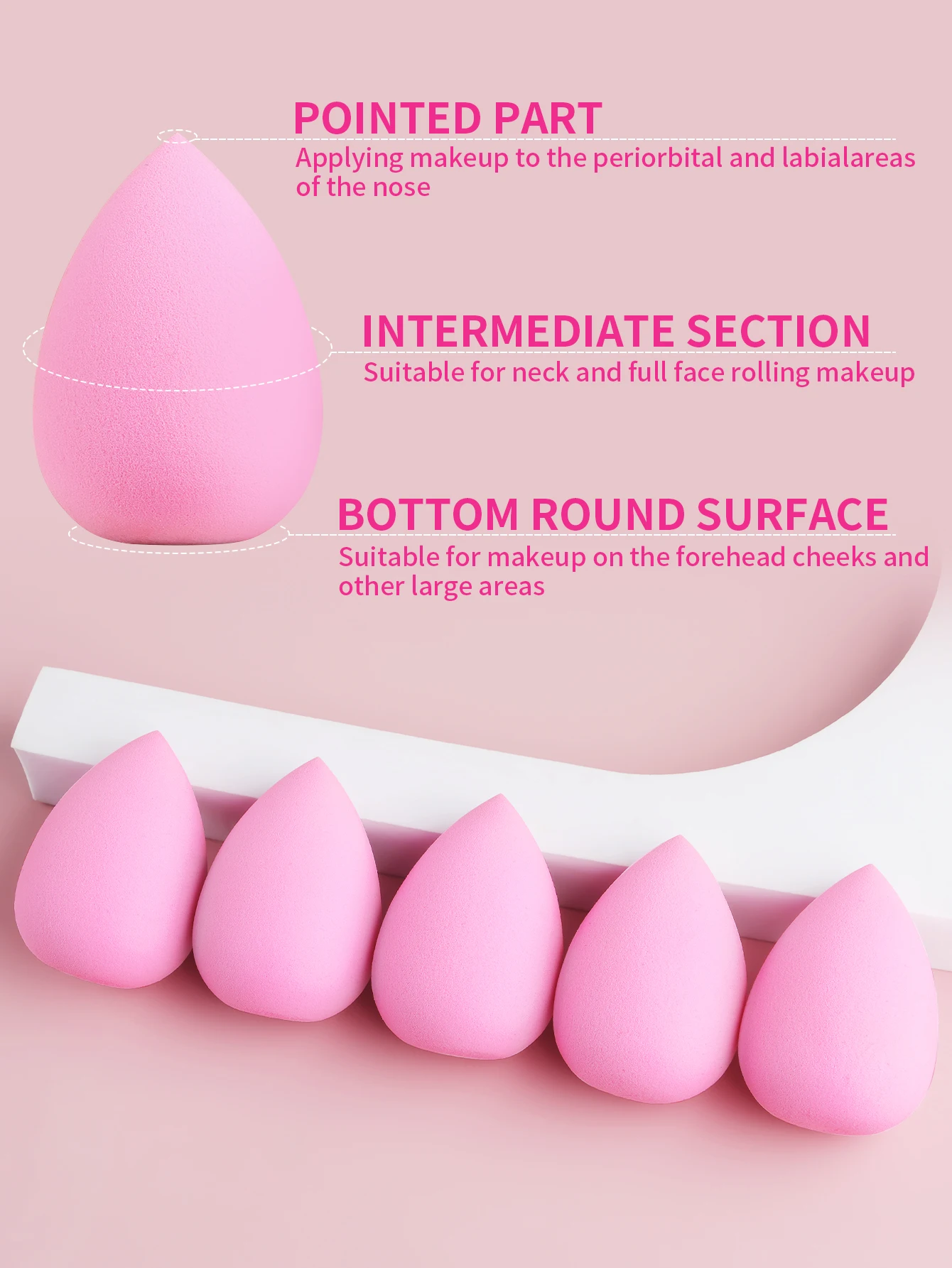 5 pçs grande ovo de maquiagem super macio e delicado maquiagem esponja pó puff maquiagem bb ovo não é fácil de comer pó molhado e seco dupla utilização