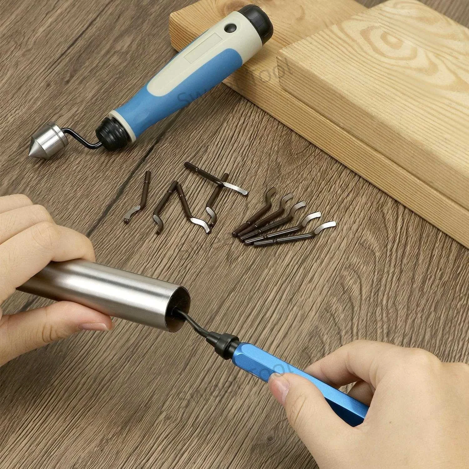 Hand Deburring Tool Kit with 10 Rotary Blade & Countersink Blade BC1651 Burr Remover Hand Tool for Plastic Soft Metal Wood Steel