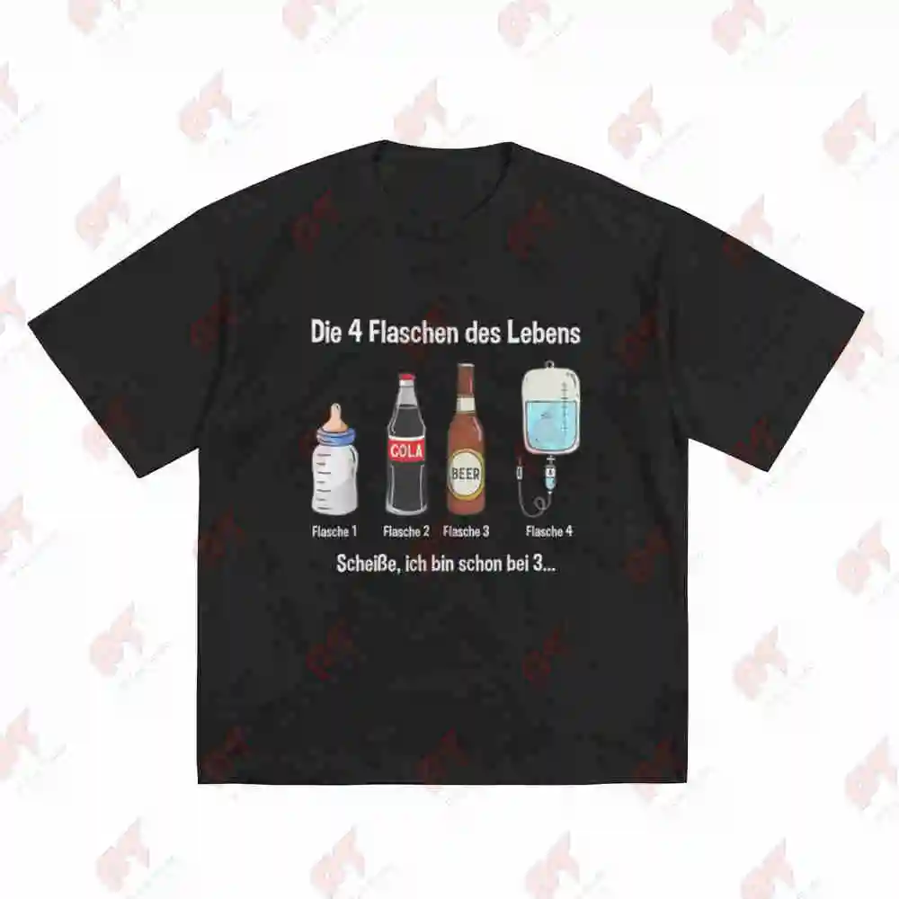 Alcohol Free Party German Beer Bottle No Drinking Warning Short Sleeve Tee 100% Cotton T-Shirt
