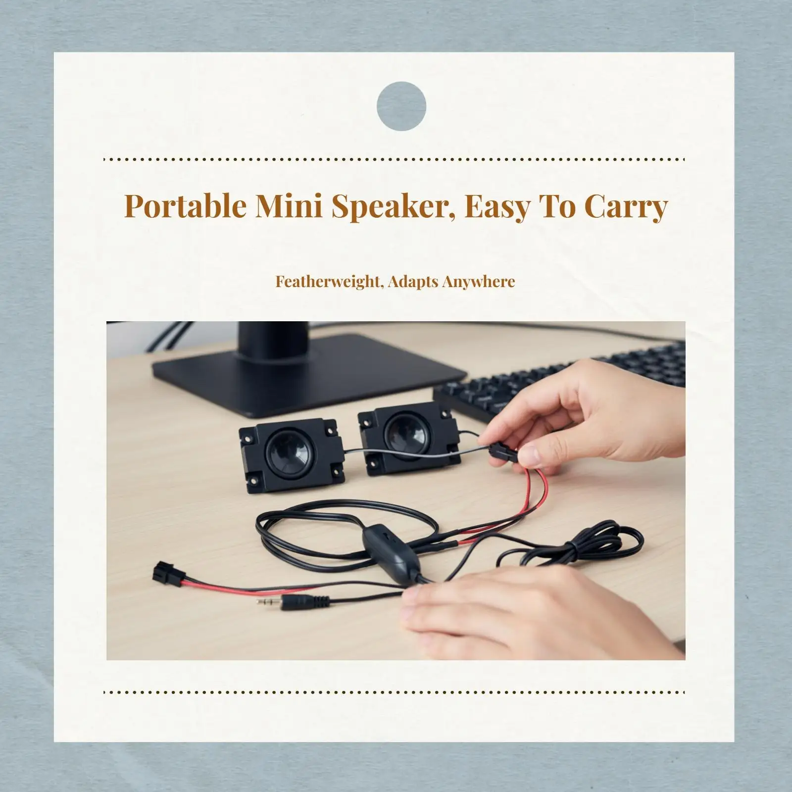 Computer Speaker Portable Mini Sound Bar USB Powered Stereo for Laptop Desktop Monitor and Projector Use