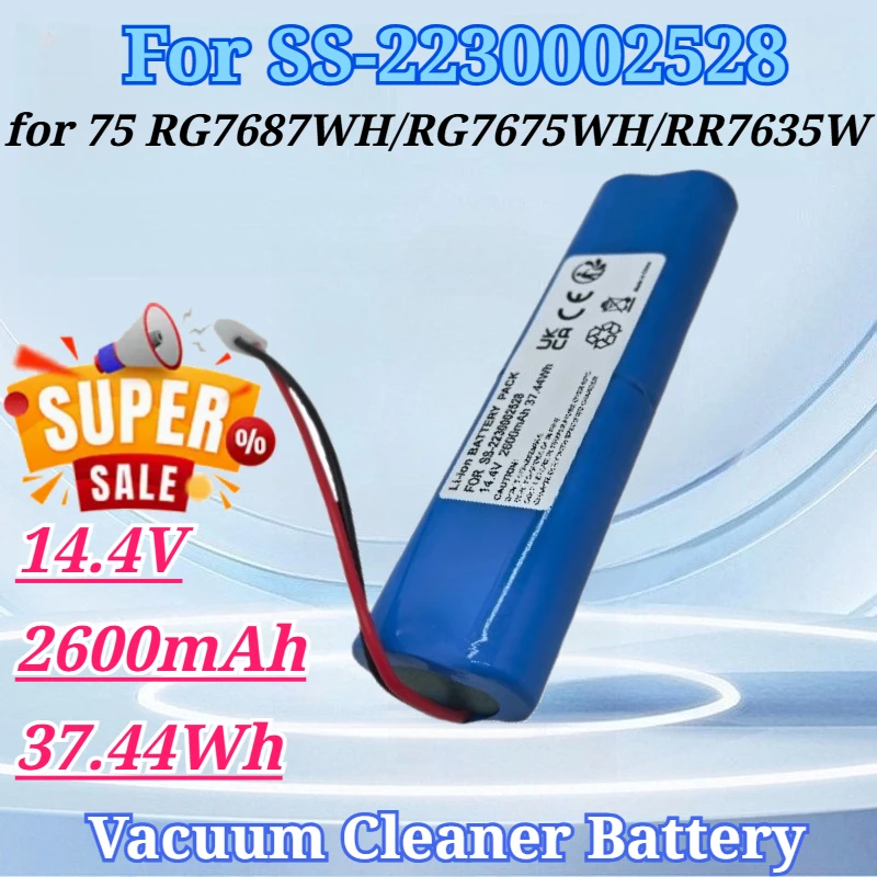 

14.4V 2600mAh 37.44Wh for SS-2230002528 Battery for Tefal Robot Vacuum Cleaner X-plorer Serie for 75 RG7687WH RG7675WH RR7635W