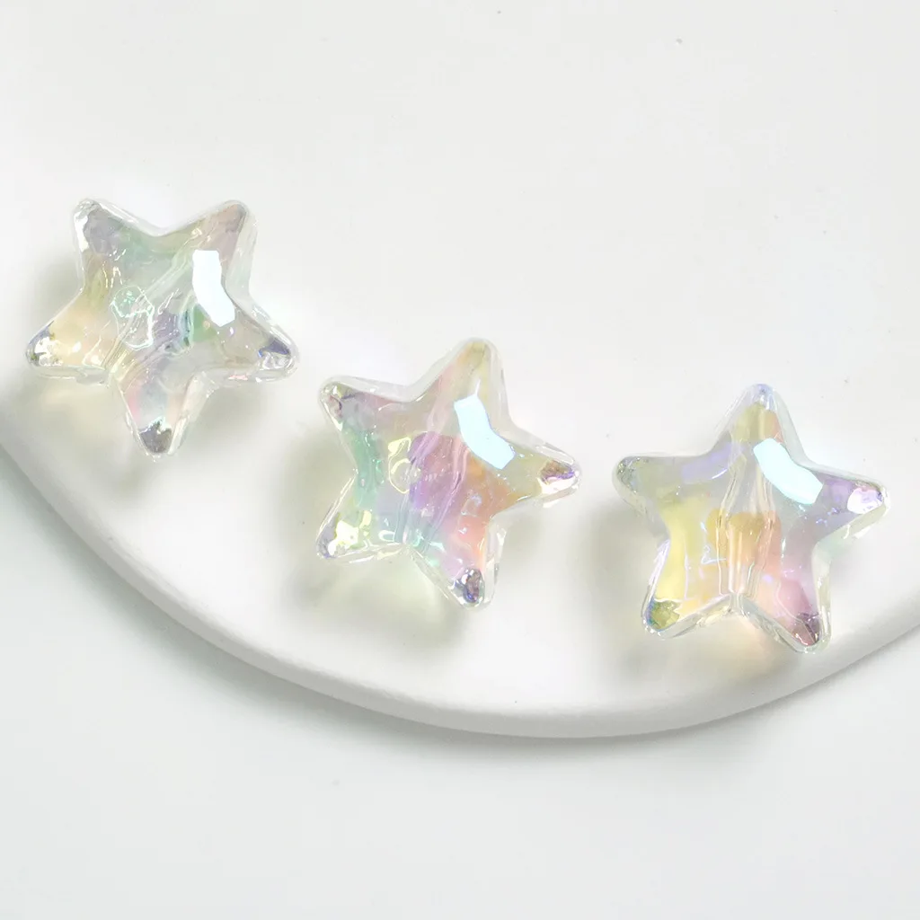 10pcs/lot Colorful Clear Shine AB Acrylic Heart/Star DIY Loose Charm Beads Big Size image 6