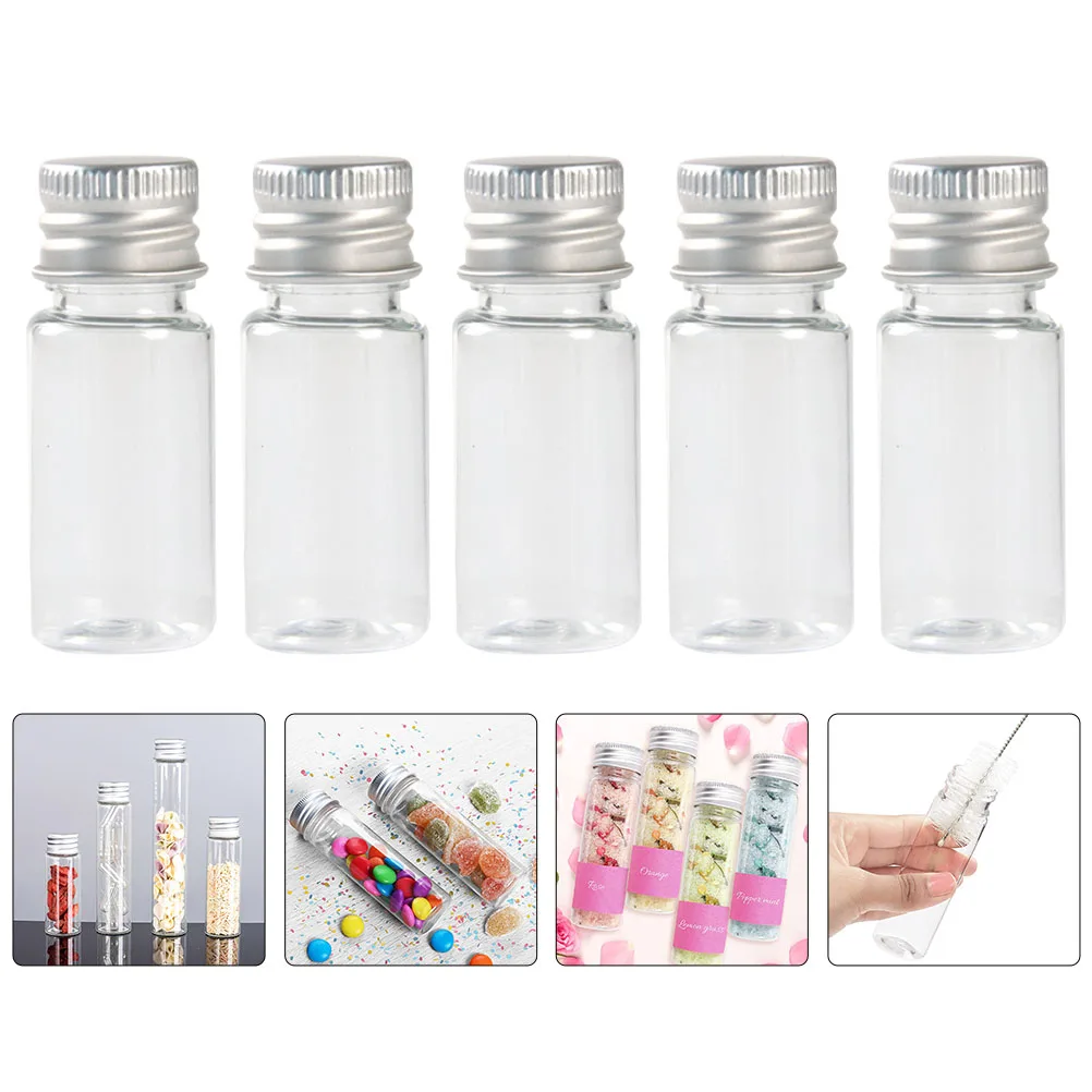 

5Pcs Empty Bottles Transparent Pet Plastic Containers with Aluminum Screw Cap Leakproof for Travel Storage Refillable