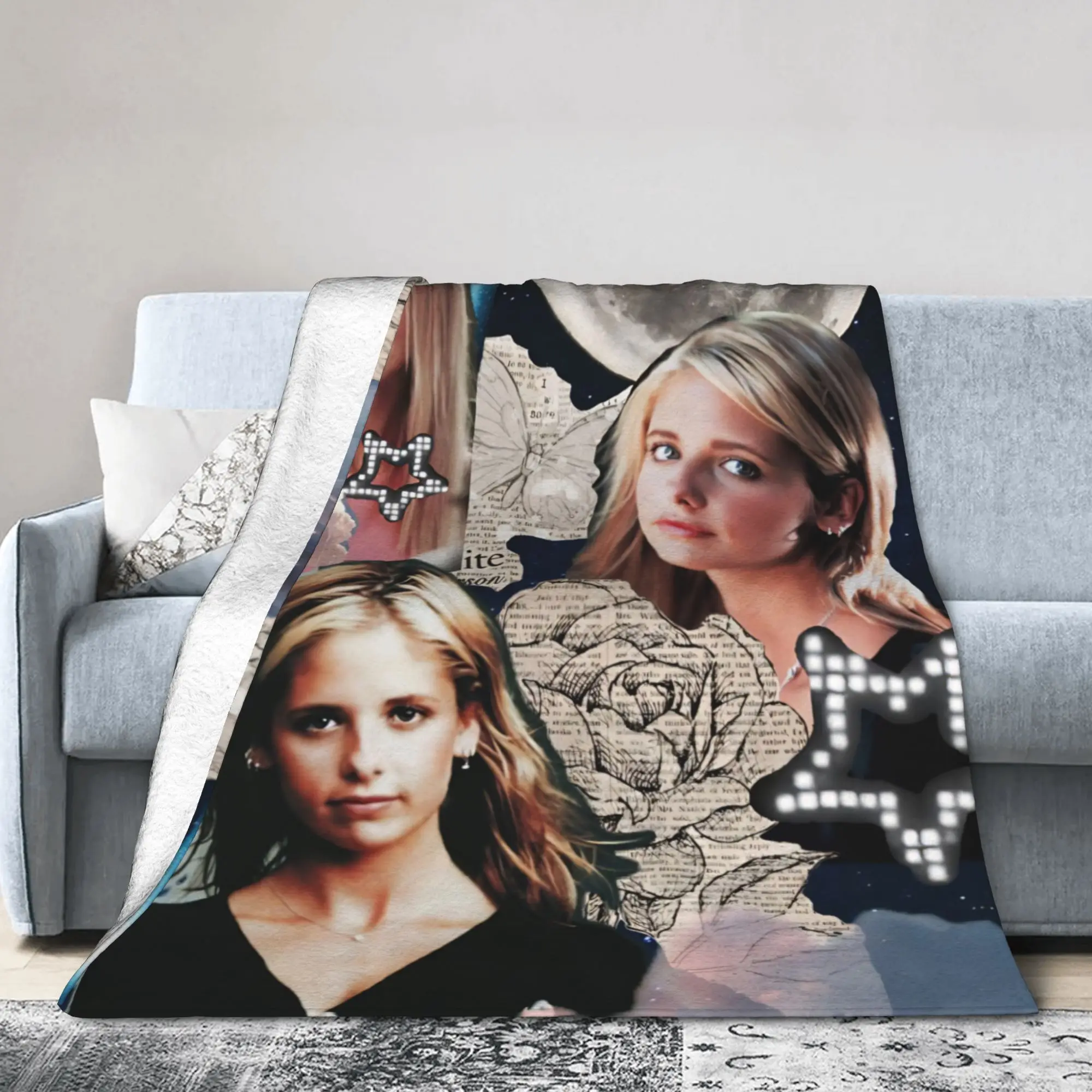 Buffy the Vampire Slayer Blankets Horror Movie Plush Novelty Breathable Throw Blankets for Bedspread Summer
