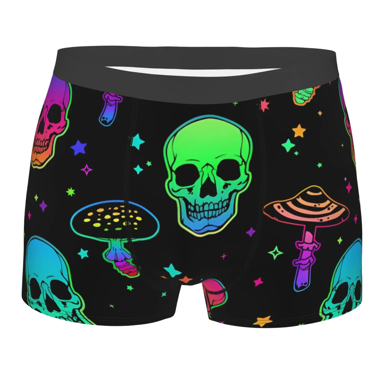 

Psychedelic Mushroom Skull Pattern Underwear Men Stretch Boxer Briefs Shorts Panties Soft Sexy Underpants for Male