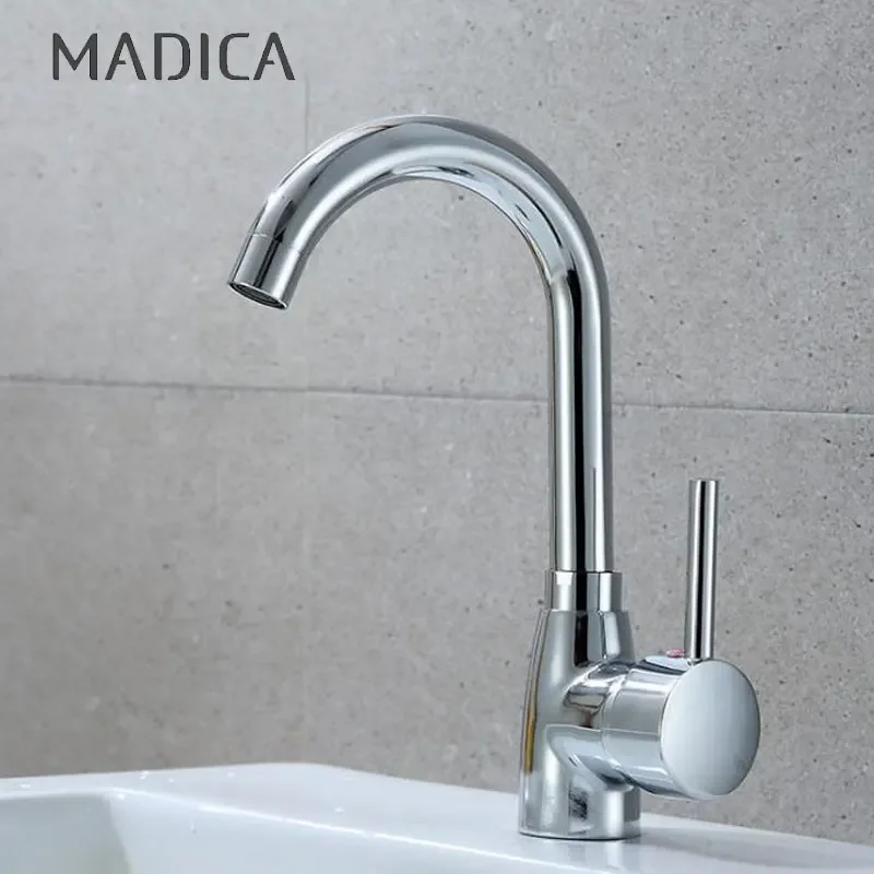 

Madica Modern Basin Faucets Sink Mixer Taps Kitchen Bathroom Taps Single Lever Faucet Basin Mixer Cold Hot Water