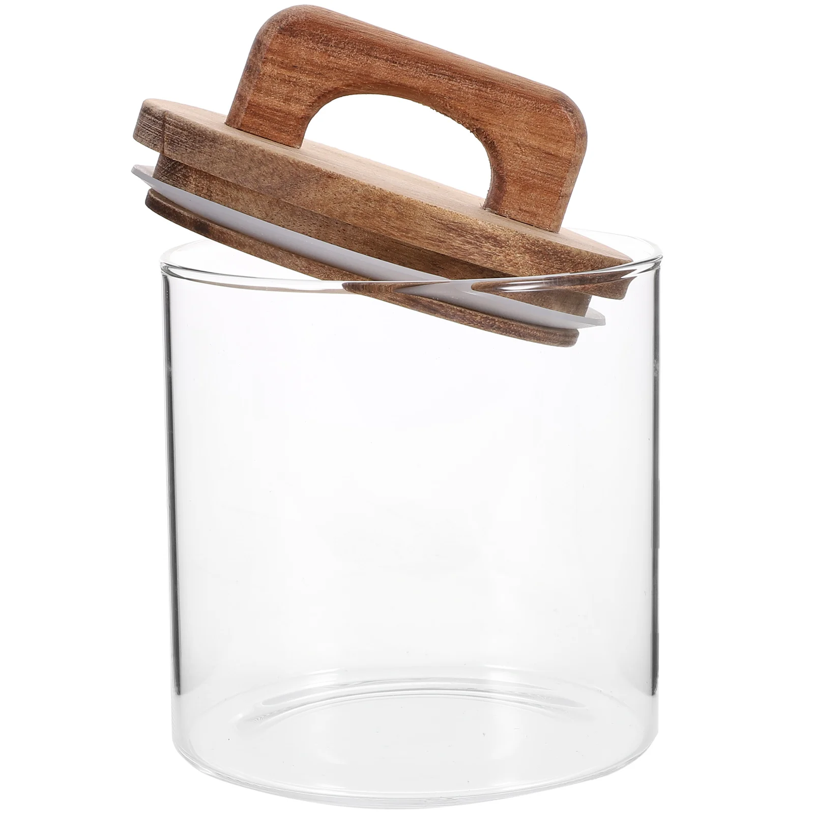 

Solid Wood Handle Glass Storage Jars 700ML Large Capacity Kitchen Containers Spice Coffee Bean Tea Sugar organizer