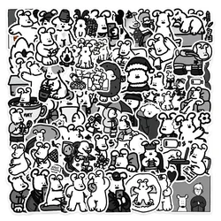 62Pcs Black And White Stick Figure Style Dog Stickers Graffiti Funny Kids DIY Decals Gift Toy for Wall Notebook Phone Bike