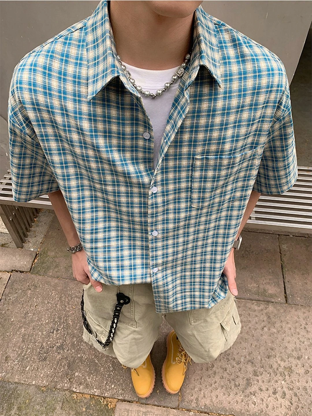 

Vacation Beach Men Shirt Loose Casual Printed Lapel Neck Short Sleeve Shirt Lightweight Breathable Fashion Streetwear All Match