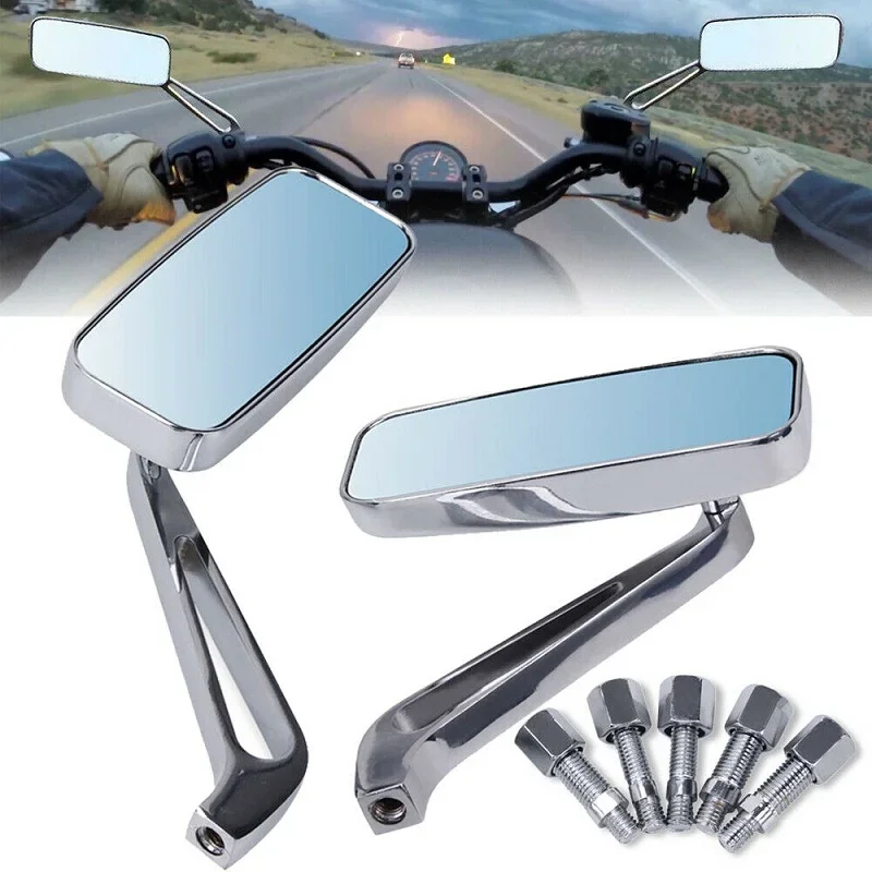 1 Pair Motorcycle Rear View Mirrors Motorbike Side Mirror Chrome/Black For Harley Dyna Softail Sportster Touring Accessories