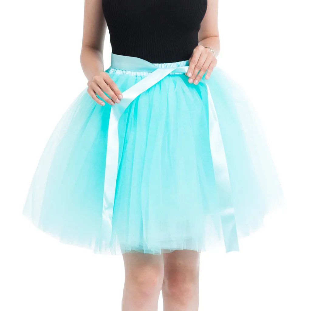 

Dancewear Skirt Petticoat Ball-Gown Rainbow Women Fairy Puffy Mini-Skirts Tutu-Skirt Elastic Lolita Tulle Muti-Colors Summer