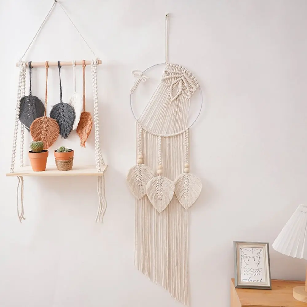 

Geometric Design Leaf Pattern Tapestry Wall-mounted Nordic Leaves Wall Hanging Ornament Bohemian Hand-woven Hanging Tapestry