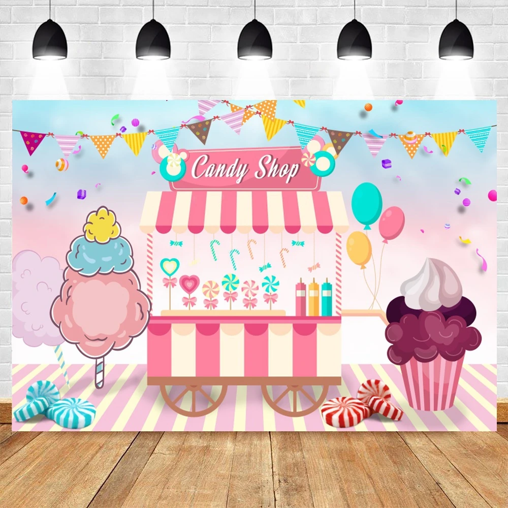 Pączki tło różowe lody Cupcake cukierki syrop Baby Shower dziewczyna słodka zdjęcie urodzinowe Backgorund Decor Banner