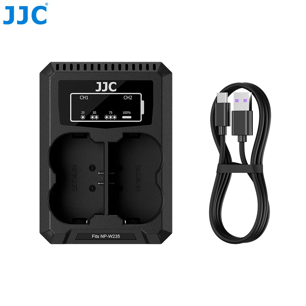 JJC USB-C شاحن بطارية الكاميرا صالح Fujifilm NP-W235 بطاريات ل Fujifilm X-T5 X-T4 X-S20 X-H2S X-H2 GFX100RF GFX100S GFX50S