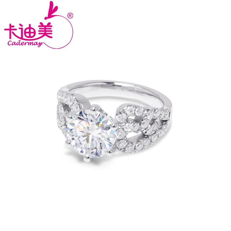 CADERMAY High Quality Moissanite Ring 9mm D VVS 925 Sterling Silver Wedding Rings Jewelry For Women