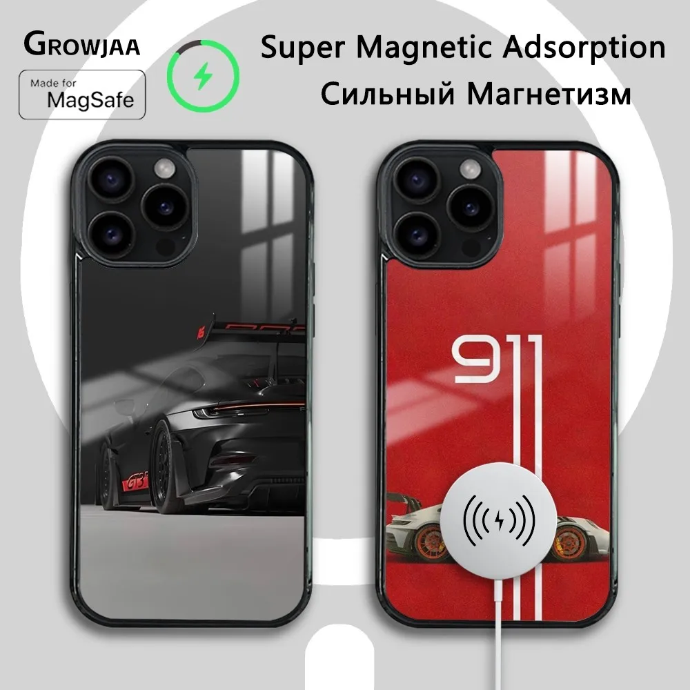 

Supercar GT3 Rs 9-911 Phone Case For iPhone 16 15 14 13 12 11 Pro Max Plus Mini New Magsafe Mirror Wireless Magnetic Cover