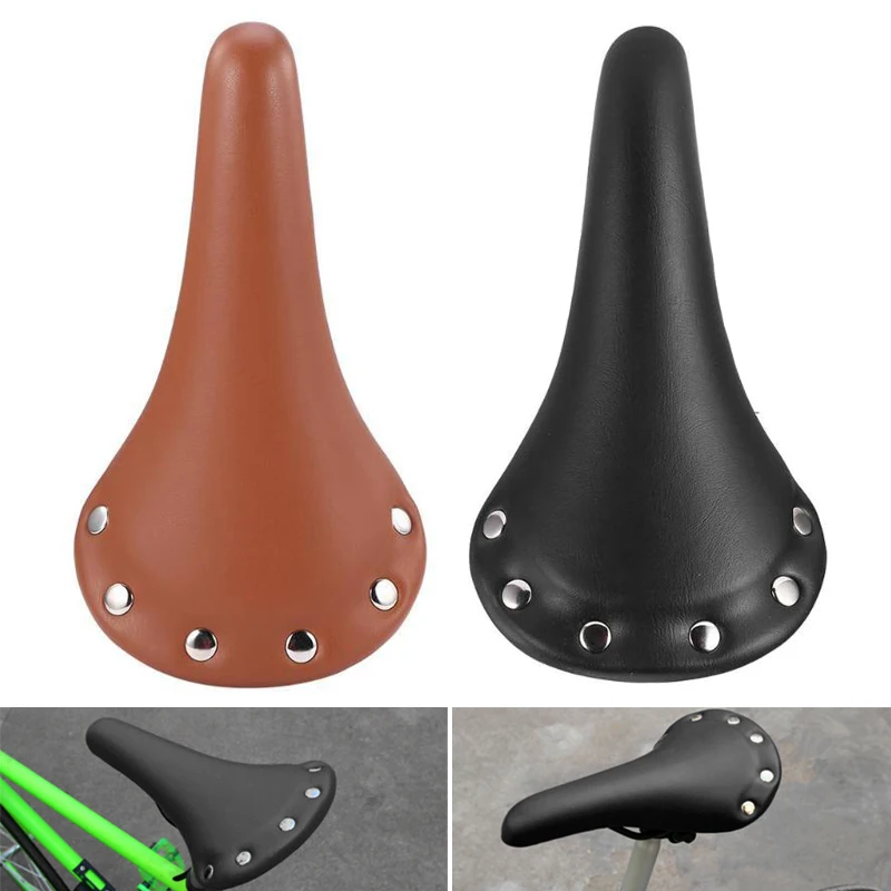 Leather Bicycle Saddle Rivets Waterproof Cycling Seat Cushion for Exercise Outdoor Mountain Bikes