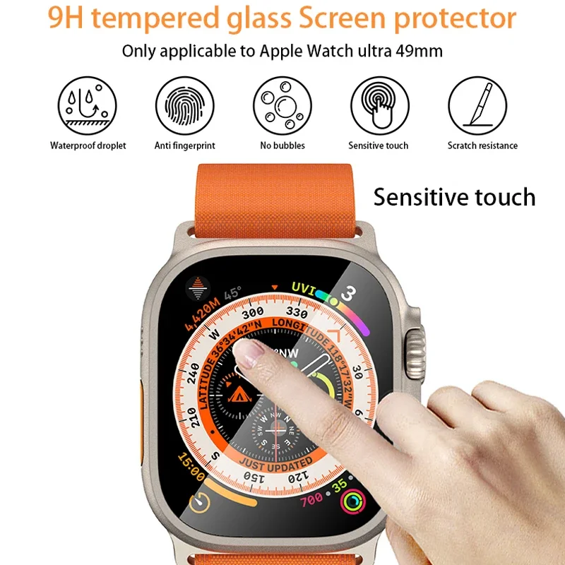 Tempered Glass Film For Apple Watch Ultra 2 49mm With Alignment Tool HD Screen Protector for iWatch Ultra 49mm Easy Install Kit