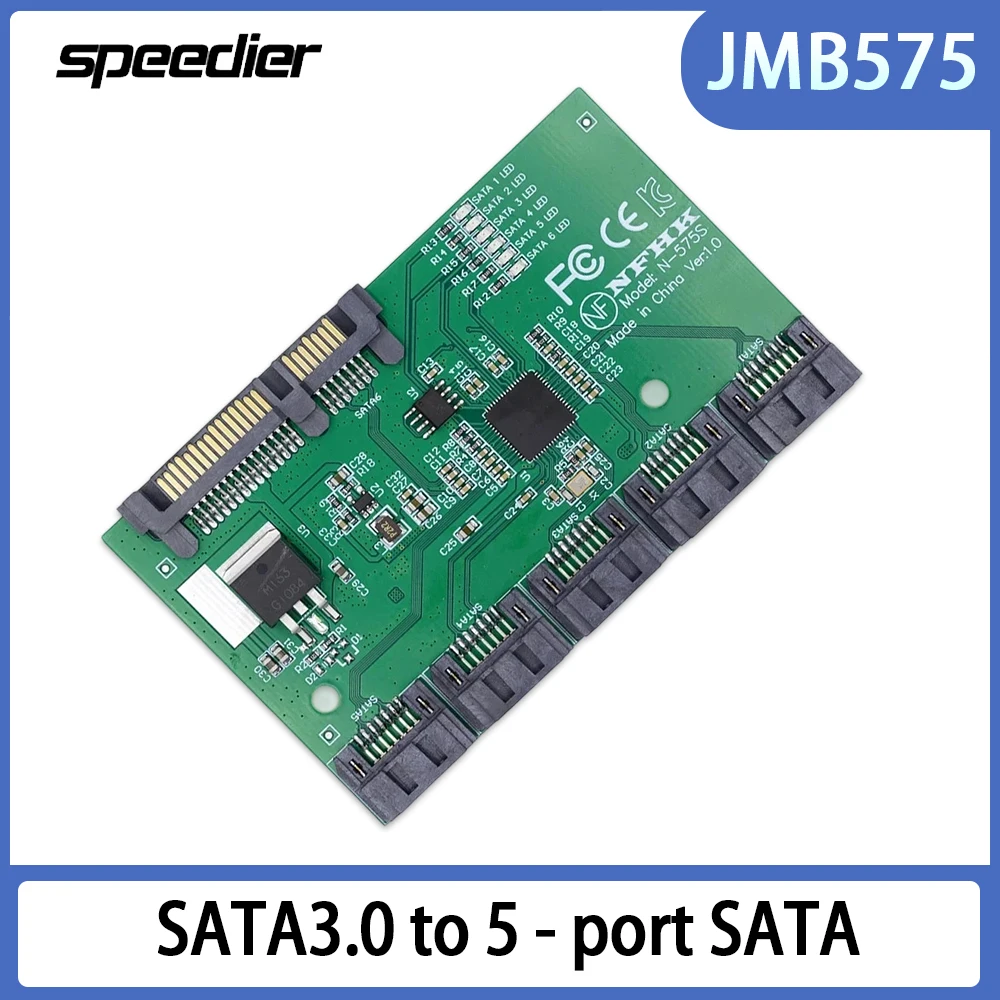 

JMB575 One SATA To 5 3.0 Multi-interface Expansion Card 5 Sata Adapter Board SA-054,Hard Disk Adapter Card Mac、Linux Windows