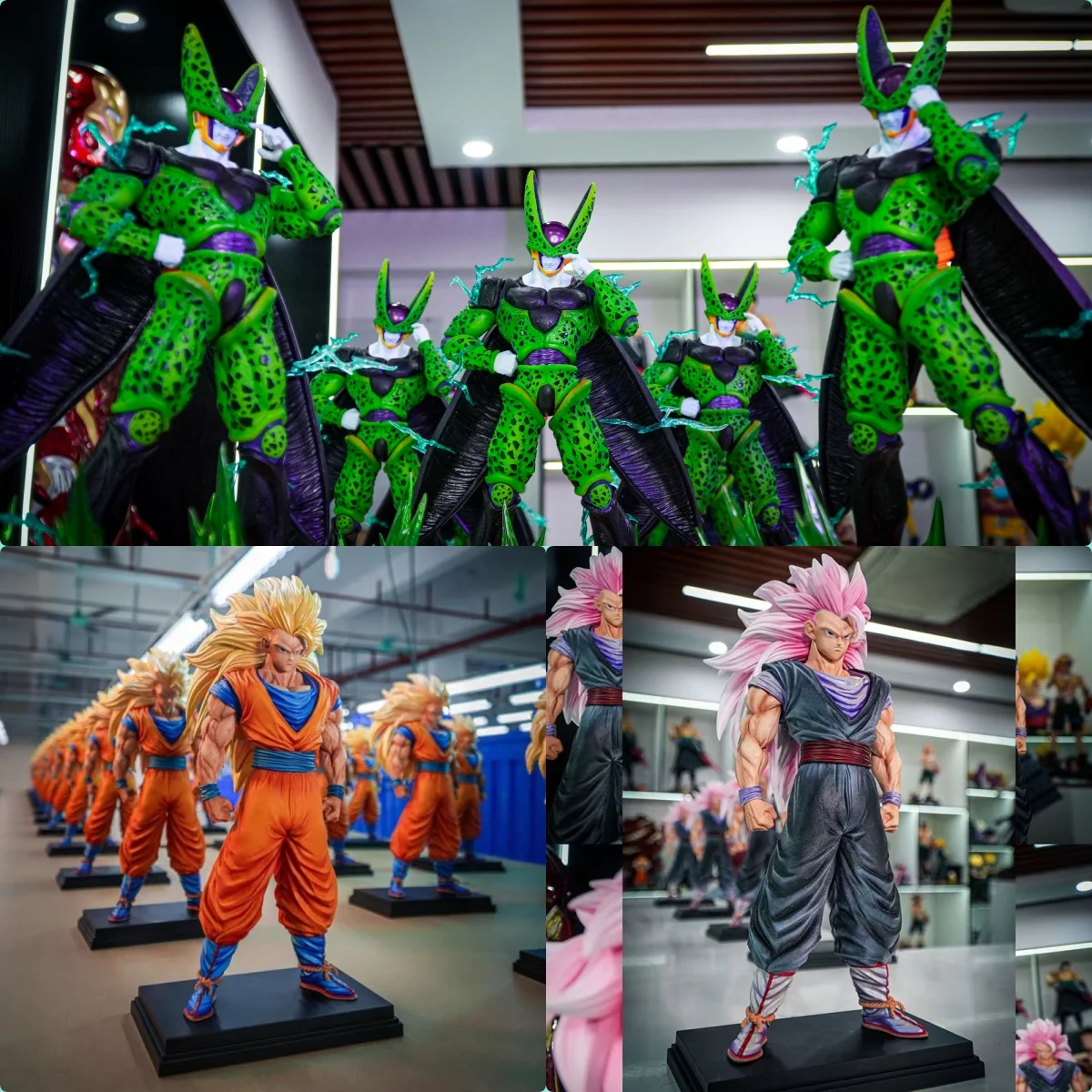 

34cm Dragon Ball Son Goku Ssj3 Super Saiyan Lighting Cell Pvc Action Figure Anime Collectible Toy Model Gift For Fans