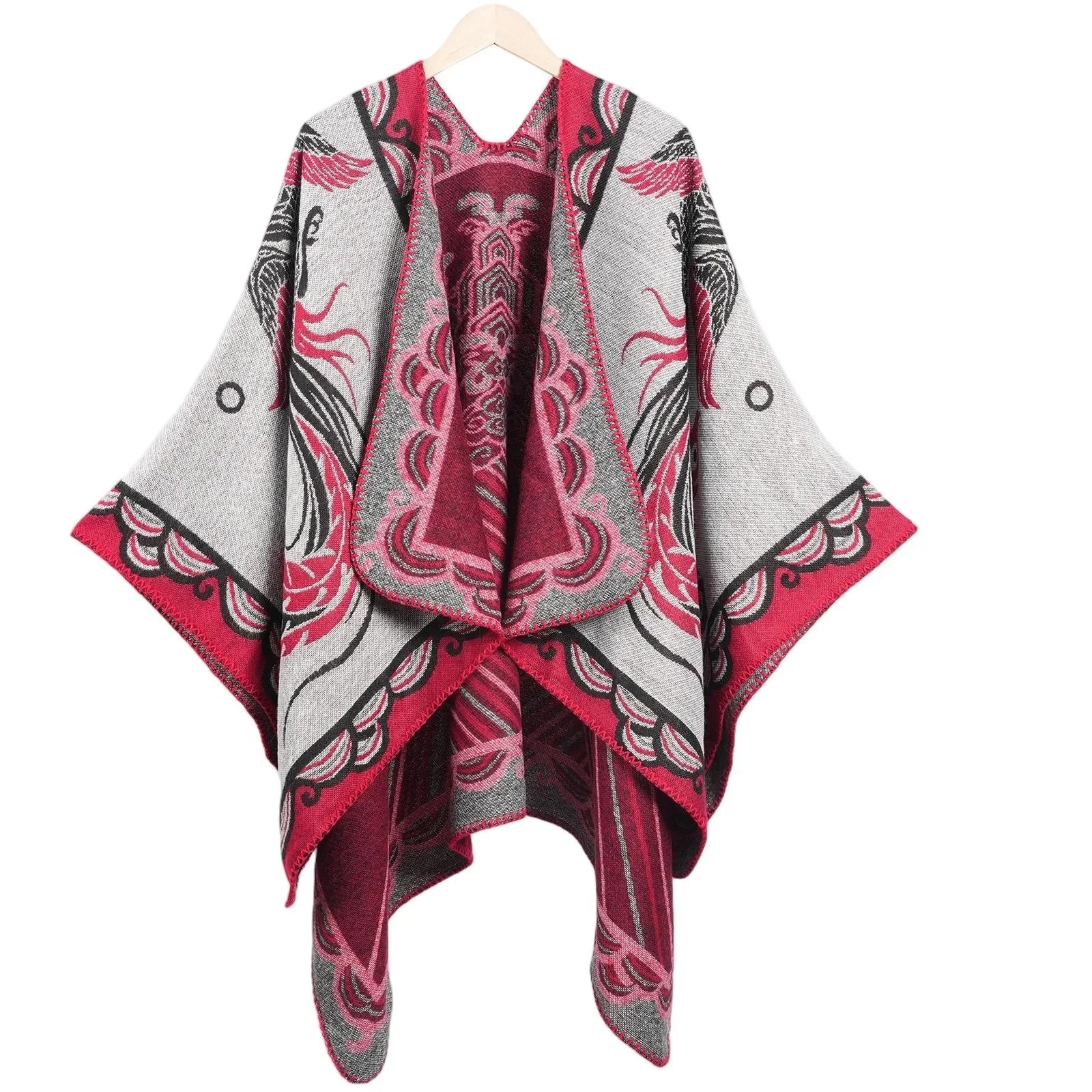 

Ethnic Wind Travel Cape Fashion Scarf Retro Ethnic Split Poncho Robe Women's Travel Photo Outerwear Cloak