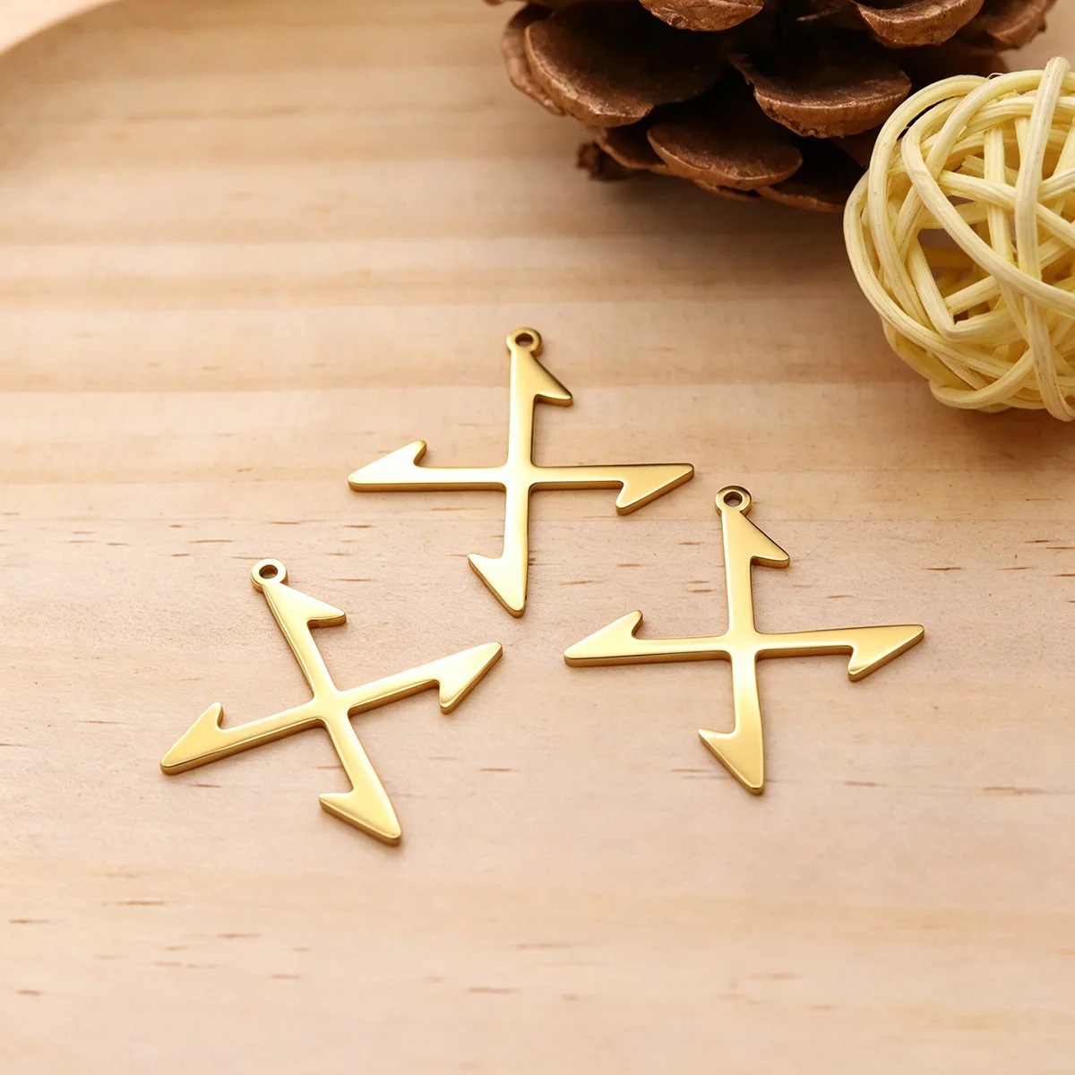 3pcs Four Direction Arrow Charms Stainless Steel Intersecting Arrow Pendant for DIY Jewelry Making Necklace Earrings Accessories