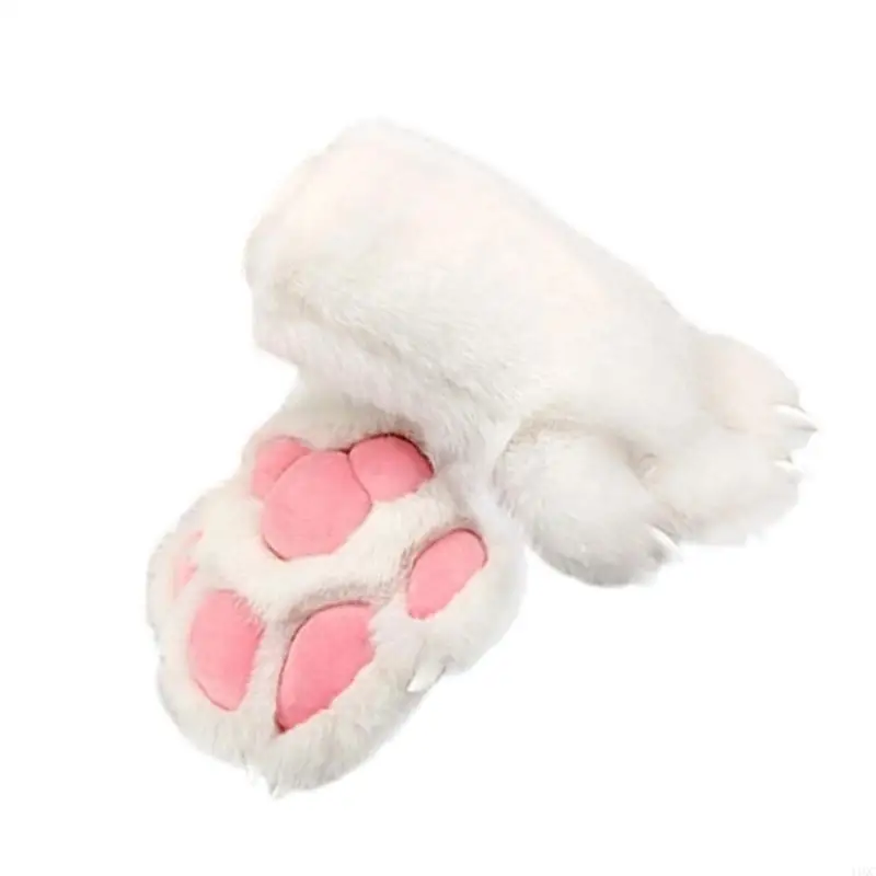 Faux Furs Animal Foxes Paws Mittens Halloween Cosplay Costume Accessories Dog Paws Gloves With Claw Fursuit Gift  - view 4