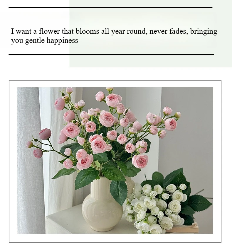 18 Inch 12 Head Artificial Camellia Bud Bouquet Faux Silk Flowers For Home Living Room Decoration Wedding Hotel Display Props