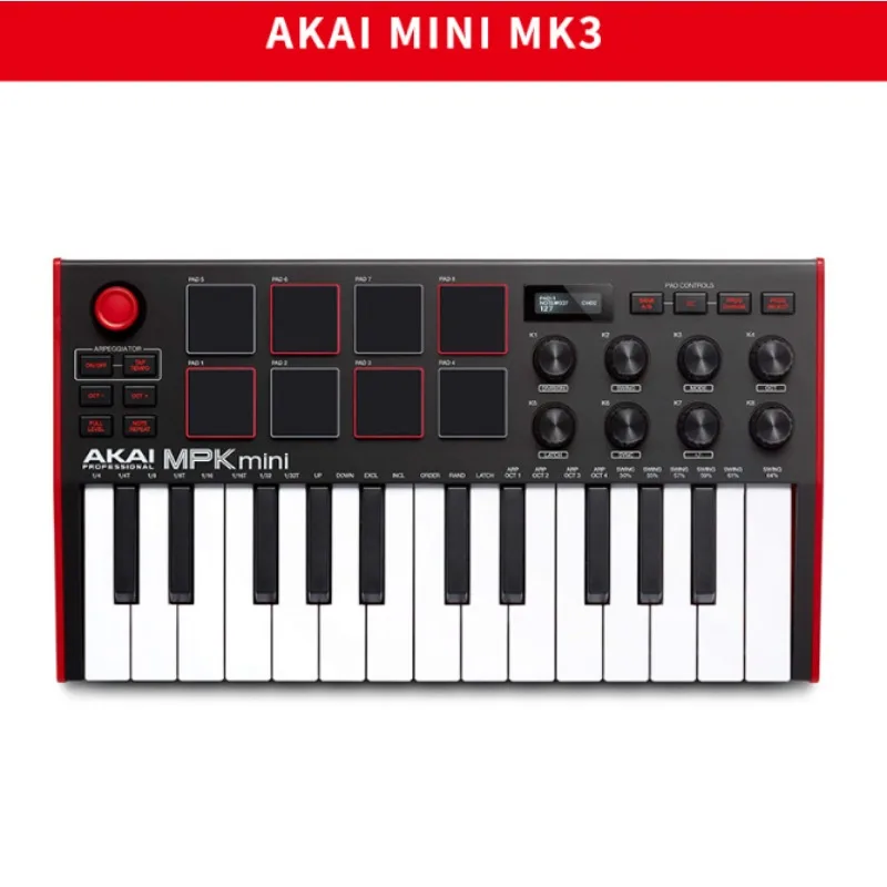 Professional MPK Mini MK3 - 25 Key USB MIDI Keyboard Controller with 8 Backlit Drum Pads, 8 Knobs and Music Production Software