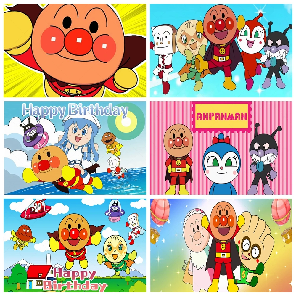 

Anpanman Theme Kids Birthday Party Decoration Backdrop Poster Newborn Baby Shower Party Photography Studio Custom Background