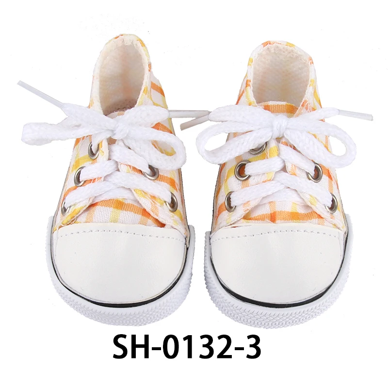 Scarpe da ginnastica colorate da 5 cm per bambole americane da 14 pollici, graziose scarpe da bambola in tela con lacci per bambole da 30-35 cm, adatte per bambole Nancy e Lisa.