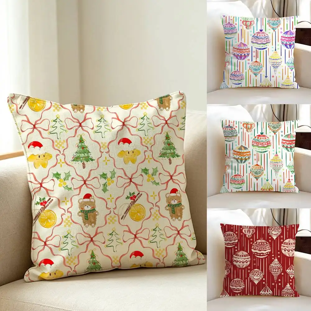 Christmas Ball Throw Pillow Cover Neutral Decor Cushion Cover Soft Sofa Couch Bed Home Decor Pillow Case