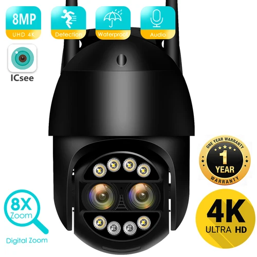 BESDER 8MP 4K cámara IP PTZ 8x Zoom lente Dual detección humana cámara CCTV 4MP hogar inteligente cámara de vigilancia Wifi al aire libre aplicación ICSEE