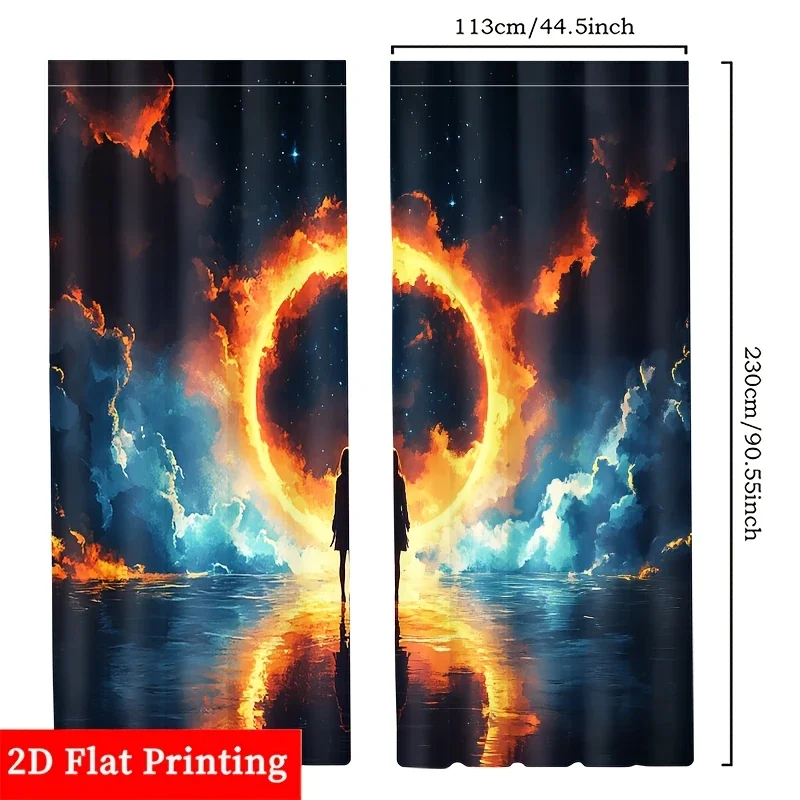 Science fiction and fantasy theme Print Drapes Room Darkening Window Curtains Home Decor,Rod Pocket Blackout Curtains Bedroom