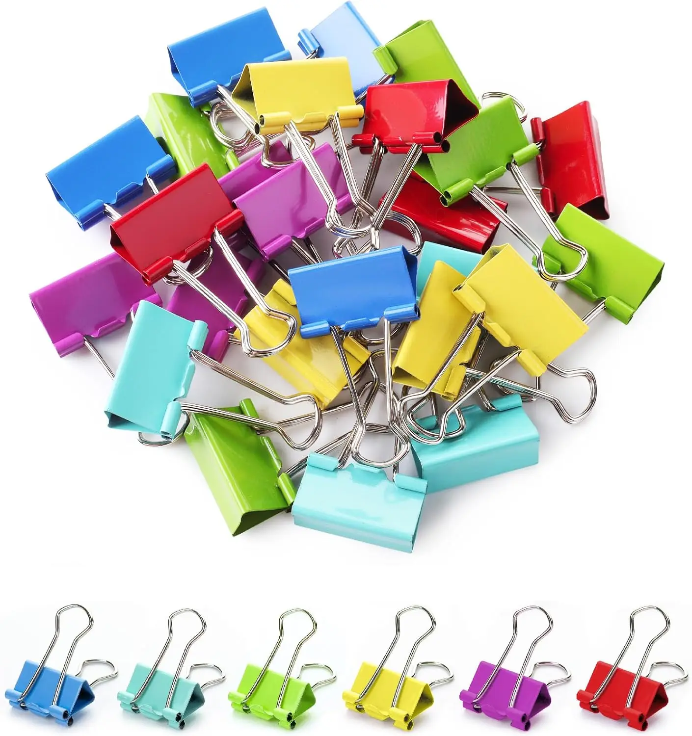 

1.25 Inch Binder Clips, 25 Pack, Colored Paper Clamps for Office, Home, School, Document Organizing