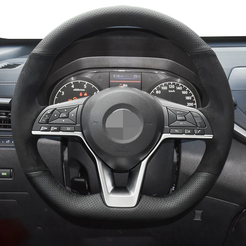 

For Nissan X-Trail Qashqai March Serena Micra Kicks 2017-2019 Altima Teana 2019 Car Steering Wheel Cover DIY Genuine Leather