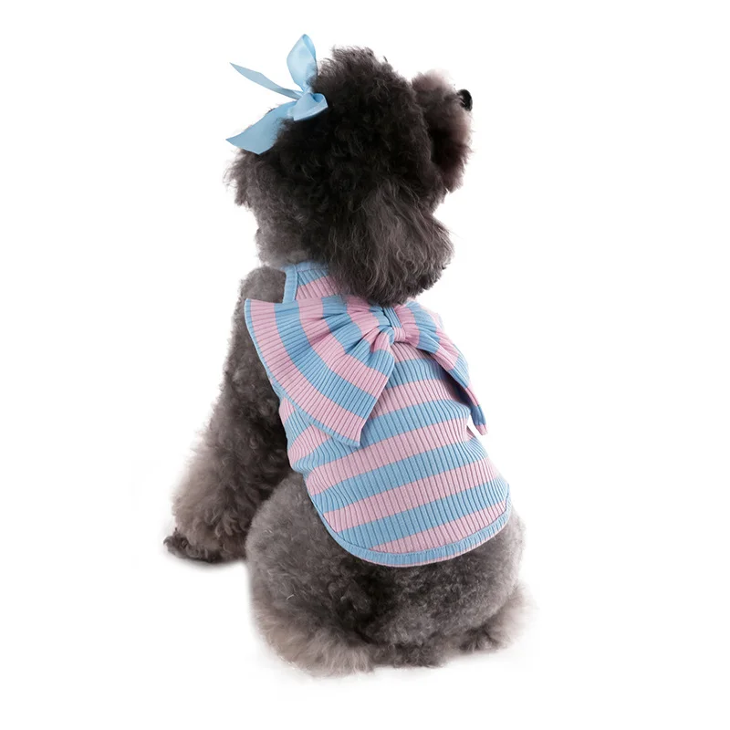 Pet dog clothing - Sweet bow elastic short T-shirt for Teddy bear, Schnauzer, Pomeranian, small medium-sized dog. view 2
