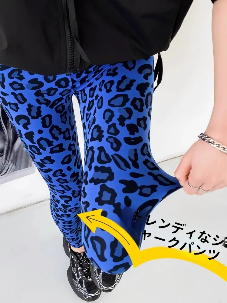 2026 New Leopard Print High Waist Slim Fit Yoga Pants Shark Skin Design Abdomen Shaping Fitness Trousers Nine Point Sports