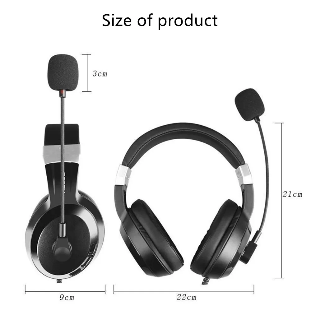 Shoumi-auriculares para juegos con cable de 2,7 metros, micrófono giratorio 360, auriculares para jugadores, tarjeta de sonido USB 7,1, auriculares con cable para casco