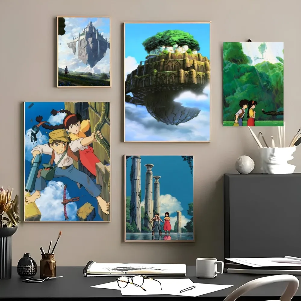 1pc Popular Japanese Anime Movies LAPUTA: Castle in the Sky HD Posters Home Room Bar Cafe Decor Art Wall Painting Picture