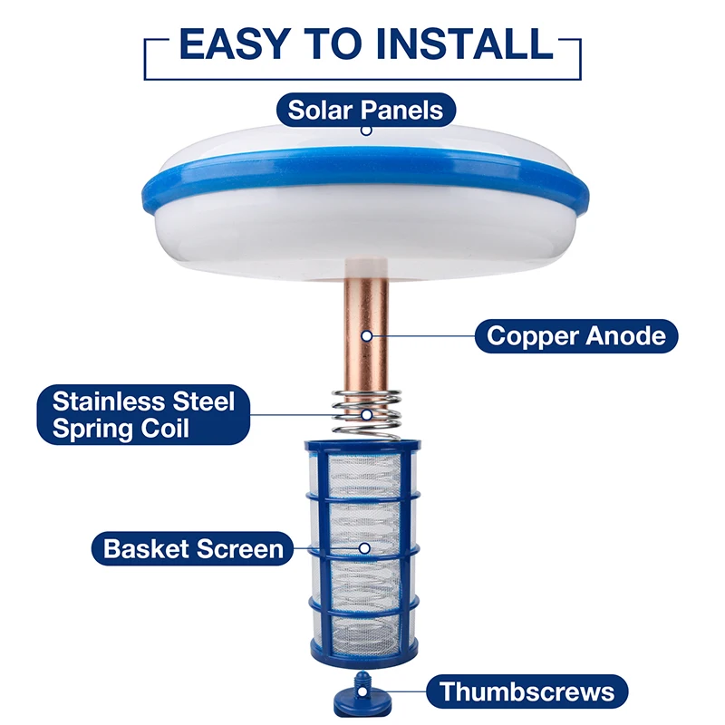 Imagem -04 - Solar Piscina Purificador de Água Piscina Ionizador Cobre Prata Ion Processador de Água Algas Remoção e Desinfecção