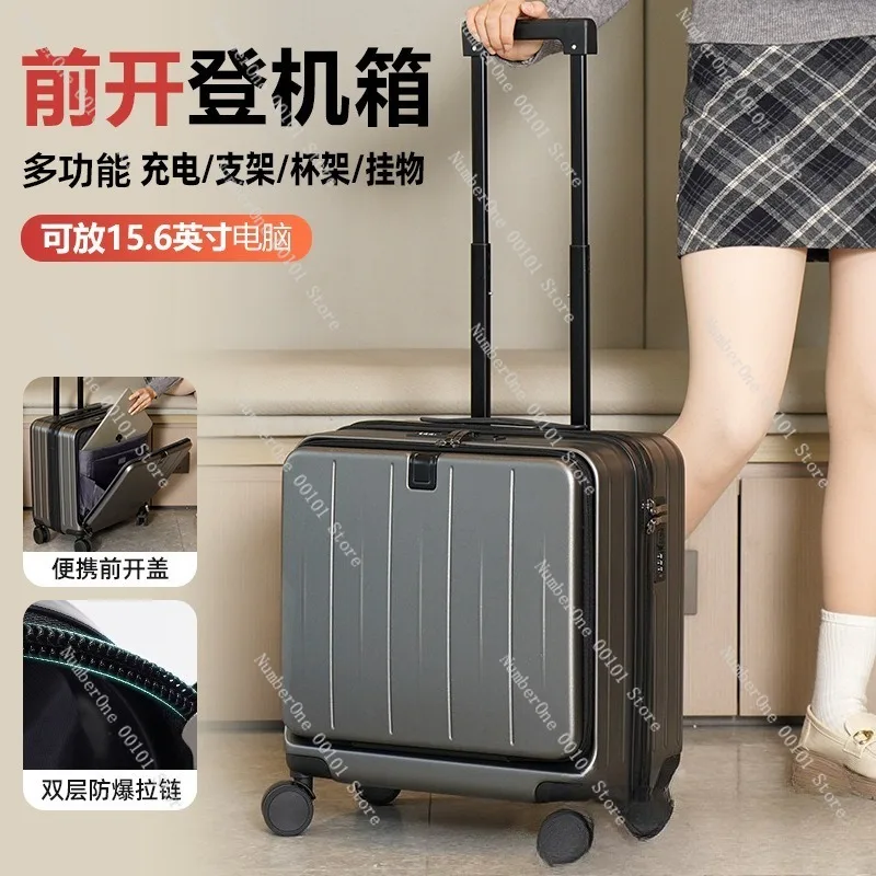 Front Opening Carry On Luggage 18 20 Inch Rolling Suitcase Spinner Wheels Trolley Case Small Cabin Travel Bag Password Lock