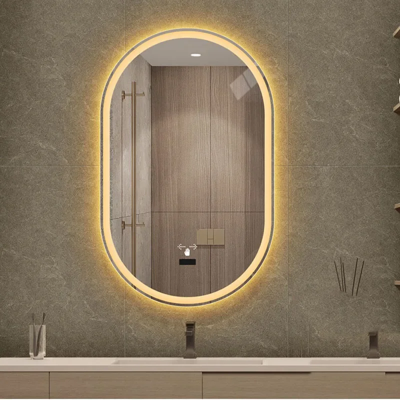 

Decorative Bath Mirrors Makeup Led Light Smart Nordic Bath Mirrors Shaving Touch Illuminated Espelho Grande Bathroom Furniture